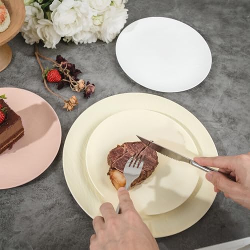 32pcs Ivory Unbreakable Reusable Plastic Plates for Wedding Party - Image 5