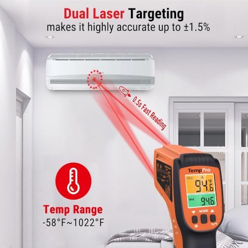 TempPro TempScan Infrared Thermometer Gun with 2 Laser for Pizza Oven Grill - Image 3