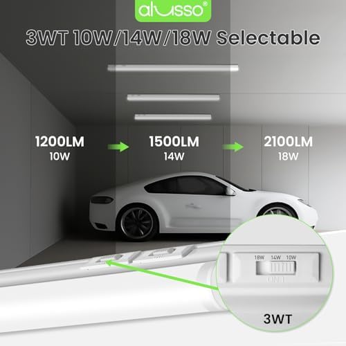 ALUSSO 10 Pack 4FT LED T5 Shop Lights – Linkable Integrated Fixture, 2100LM, 3‑Color Selectable, 3000K/4000K/6500K Adjustable Color Temperature, Corded Electric T5 Single Fixture for Garage/Workshop - Image 4
