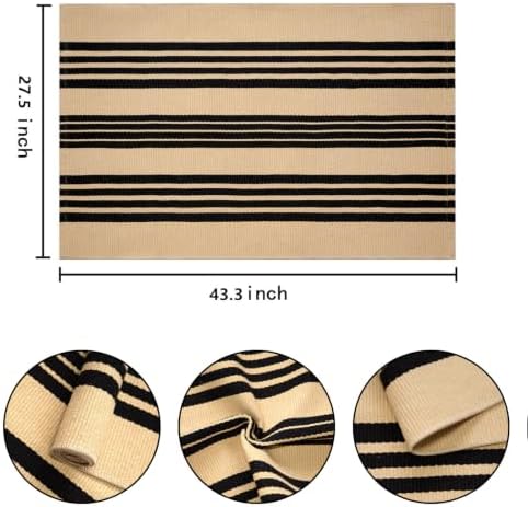 Fall Striped Outdoor Rug 2.3'x3.6',Washable Layered Doormat Porch Decor - Image 2