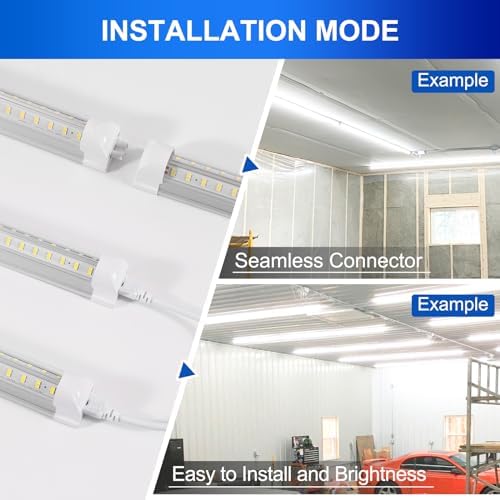 XLNYUUI Led Shop Lights,4FT LED Light 50W 6000K 7000LM Led Daylight,Garage Light,Linkable Clear Cover Integrated V-Shape for Garage Warehouse Workbench Workshop(6-Pack) - Image 5