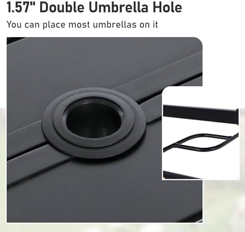 MIXPATIO Patio Table w/Umbrella Hole, Black Metal Dining Table for 4 - Image 7