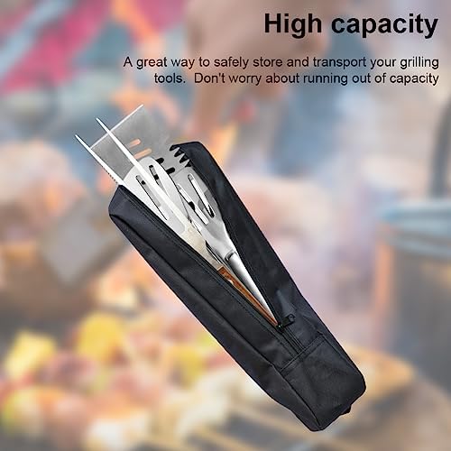 Grill Utensil Storage Bag, Grilling Bags for Outdoor Grilling, Foldable Grill Hardware & Tools BBQ Bag, Oxford Cloth Grill Utensil Storage Bag for Camping and Hiking BBQ(black) - Image 6