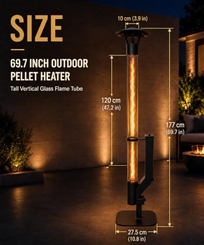 Pellet Patio Heater, 70 Inch Outdoor Wood Pellet Rocket Stove - Image 3