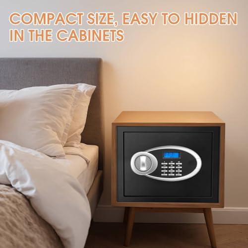 1.2 Cuft Safe Box Fireproof Waterproof for Home, Fire proof Safes with Digital Keypad, Spare Keys and Removable Shelf, Security Fire Safe for Money Firearms Medicine Valuables - Image 7