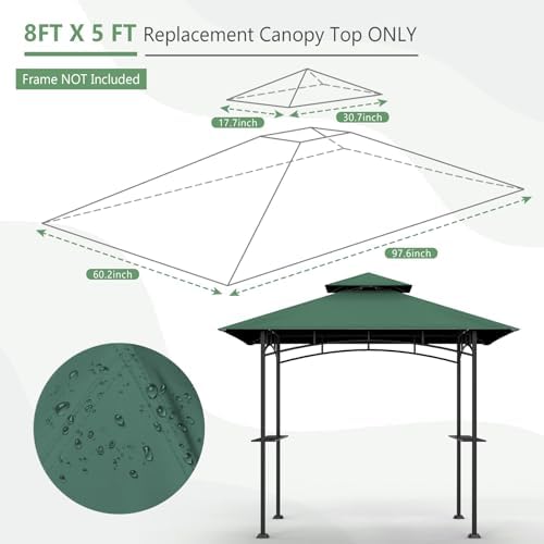 Grill Gazebo Canopy Replacement, 5 x 8 Ft, Green - Image 2
