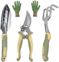 Green Garden Tools 4-Piece, Aluminum Alloy Gardening Hand Tool Set by iHansee