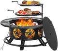 Outvue 36 Inch Outdoor Fire Pits with 2 Grills, Lid & Poker by OutVue-EmbracetheGreatOutdoors