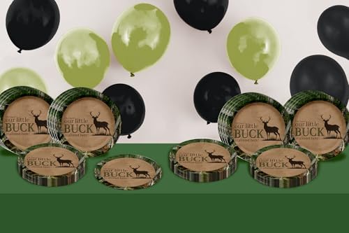 Birthday Galore Buck Hunter Baby Shower - 32 Piece Disposable Party Supplies - Deer Hunting Baby Shower Decorations - Round Party Plates - Large 9" Paper Plates In Bulk - Image 6