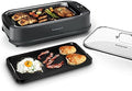 Indoor Grill, Techwood 1500W Smokeless Electric Grill with 2 in1 Nonstick Grill/Griddle Plates, Portable Korean BBQ Grill with 6-Level Control, Glass Lid, Dishwasher Safe, Double Plates, Gray by Techwood