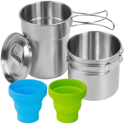 KOKKOYA Stainless Steel Camping Cups Mug Small Backpacking Bush Pot Set by KOKKOYA