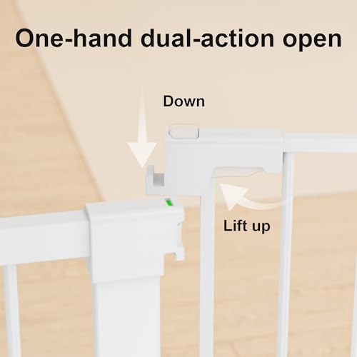 29-42 inches Metal Baby Gate for Stairs/Doorways, 30 inches Tall Pressure Mounted Pet Gates, Auto-Close Child Safety Gate, No Drilling Easy Walk-Through Dog Gate Indoor, White - Image 6