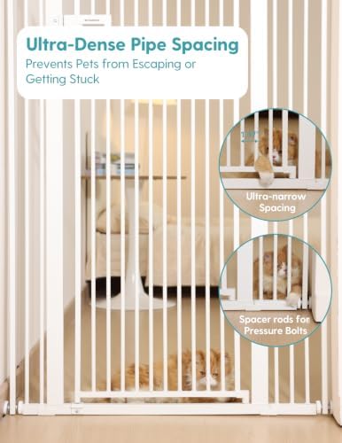 No Pawblems 55" Extra Tall Pet Gate, 29"-43" Wide Dog Gate Indoor, White - Image 3