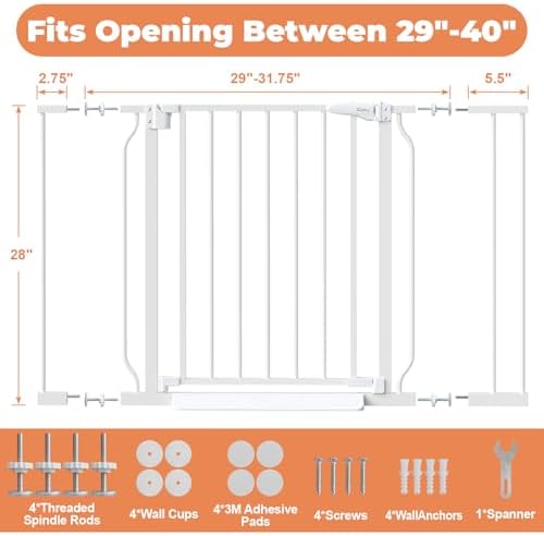 Baby Gate Auto Close, 29"-40" Dog Gate Indoor for Stairs & Doorways - Image 5