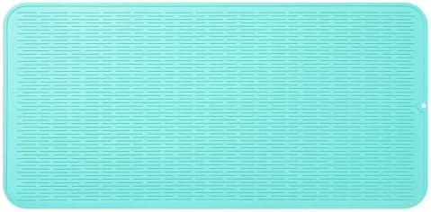 MicoYang Silicone Dish Drying Mat for Multiple Usage,Easy clean,Eco-friendly,Heat-resistant Silicone Mat for Kitchen Counter or Sink,Refrigerator or Drawer Liner Mint 5XL 36inches x 18inches by MicoYang
