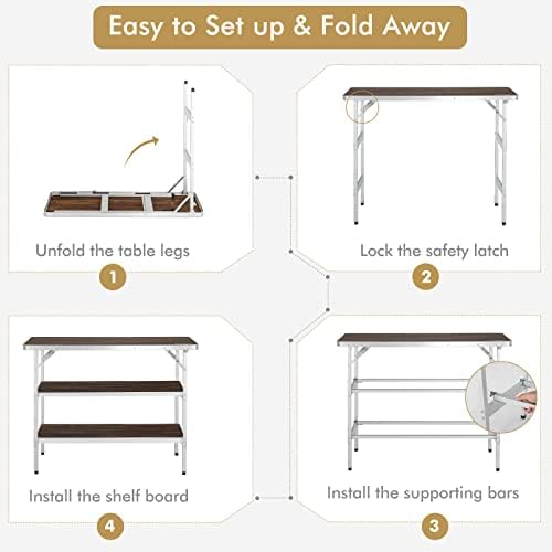 COSTWAY Folding Picnic Table, Portable Camping Table with Carry Bag - Image 6