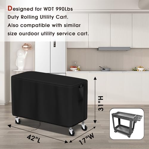 Prep Table Cover, Service Cart Cover for WEN 73009 500-Pound Service Utility Cart Waterproof Rolling Tool Carts Grill Table Covers - 42"Lx17"Wx31"H - Image 2
