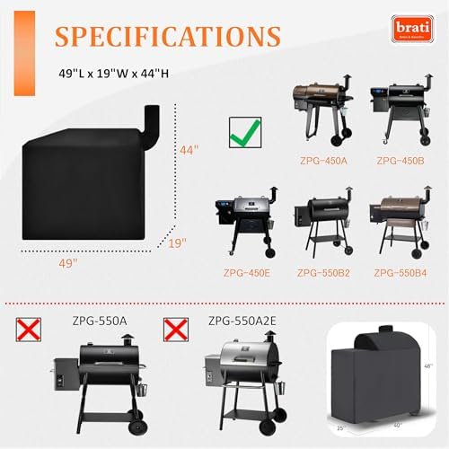 Grill Cover for Z Grills 450 Series,550B/550B2/550B4/550C Pellet Smoker,49 Inch Z Grills Pellet Grill Cover Accessories - Image 2