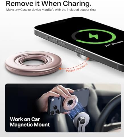 TORRAS 2025 Flagship Magnetic Phone Grip Ring Holder Kickstand, Dusty Rose - Image 7