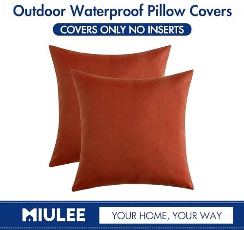 MIULEE Decorative Outdoor Pillow Covers Fall 12x12 Burnt Orange - Image 6