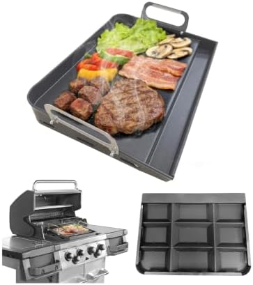 Upgraded Portable Steel Griddle for Gas Grill, Non-Stick Coating, Non-Toxic by FOZHUANWU