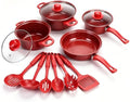 13 Piece Set Non-Stick Cookware Set, Portable Lightweight Cast Iron Pots and Pans with Glass Lids and Nylon Utensils for Outdoor Camping Picnic Travel Cookware by Pleasthome