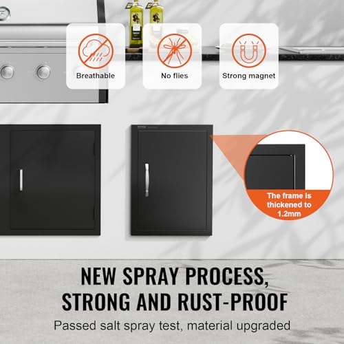 VEVOR Outdoor Kitchen Door - 16W x 22H Inch, Flush Mount, Vertical Wall Door with Handle, for BBQ Island and Grilling Station - Image 3
