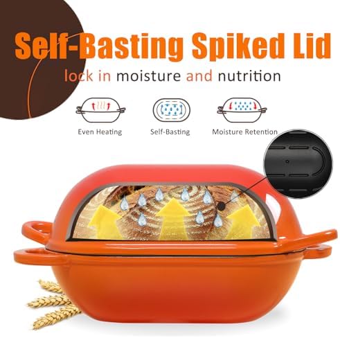 5 QT Enameled Cast Iron Sourdough Bread Oven, Loaf Pan with Lid - Image 5