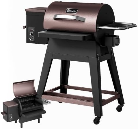 KingChii Electric Detachable Split Wood Pellet Grill Smoker, 485.5 SQ.IN Multi-Layer Surface, PID 180-425°F Temp Control, Foldable Wheeled Portable Design, 8-in-1 BBQ Grill for RV Camping Tailgating by KingChii
