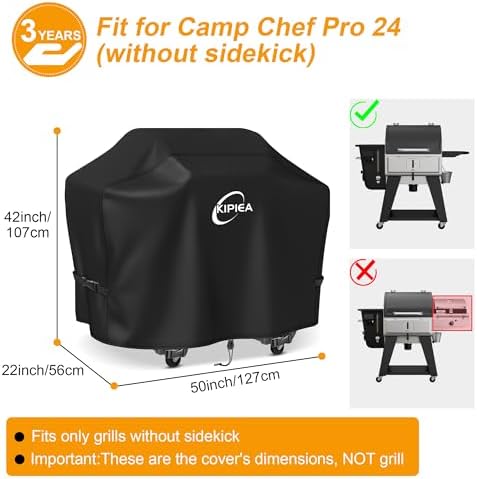 Kipiea 600D Pellet Grill Cover for Camp Chef Woodwind 24, Woodwind Pro 24, Waterproof BBQ Smoker Cover, UV Resistant, No Tear, No Fading - Image 2