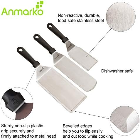 Griddle Spatula Set - Stainless Steel Metal Spatula and Griddle Scraper - Heavy Spatula Griddle Accessories Great for Cast Iron Griddle BBQ Flat Top Grill - Commercial Grade - Image 2
