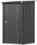 Devoko 3x3 FT Outdoor Storage Shed, Small Garden Tool Shed with Single Lockable Door, Metal Tool Storage Shed with Sloping Roof, Outside Shed for Backyard Patio Lawn, Black by DEVOKO
