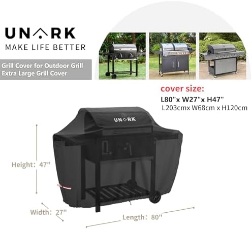 80 Inch Extra Large Grill Cover for Outdoor Grill Covers Heavy Duty Waterproof, Outdoor Kitchen XL Grill Cover Suitable for for Weber Summit, Genesis, Charbroil, Nexgrill, 80" L X 27" W X 47" H - Image 2