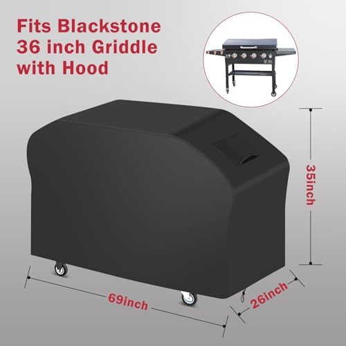 iCOVER 5482 Griddle Cover for Blackstone 36 inch Griddles with Hood, Waterproof Lightweight Polyester Barbecue Covers with Air Vent& Drawstring Flat Top Gas Grills Protection - Image 6