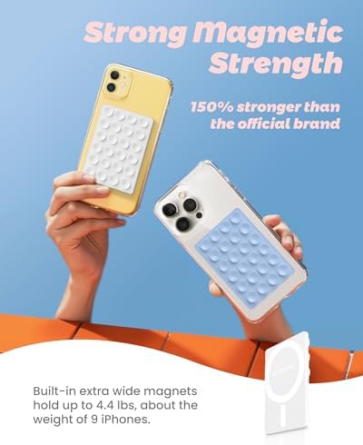 amBand Magnetic Suction Mirror Window Phone Holder, Sticky Grip Double Sided Mount for iPhone, Gym Bathroom Kitchen, Hands-Free for Makeup FaceTime Shower Viewing with MagSafe Accessories, Frost White - Image 3