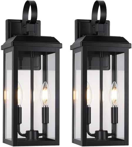 BesLowe 17.7" Large Outdoor Wall Lights, 2-Light Black Exterior Sconces by BringYourBrightFuture