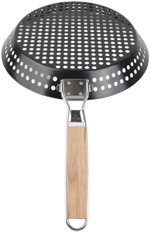 Mingzhe Non Stick Grill Skillet Pan with Wooden Handle for Outdoor Barbecue Cooking Metal 30.5cm - Image 5