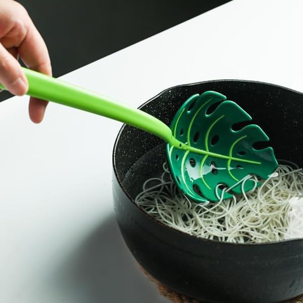 inches 2Pcs Jungle Green Jungle Spoon - Turtle Back Leaf Spoon,pasta spoon,kitchen gadgets 11.8in - Image 5
