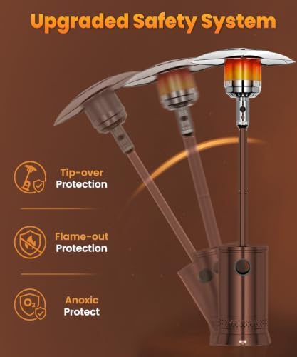 FOOWIN Patio Heater 48,000 BTU Outdoor Propane Heater with Wheels - Image 6