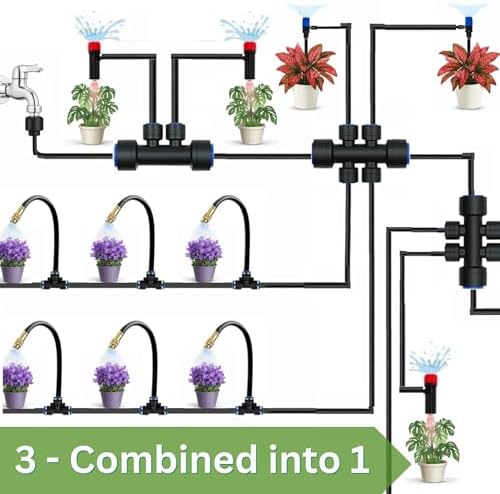 240FT Drip Irrigation System for Garden: Quick Connect 1/2" OD 5/16" ID PE Main Tubing Automatic Sprinkler Kit Adjustable Misting Part 1/4" Watering Hose for Outdoor Raised Bed Plants Flower Yard - Image 2