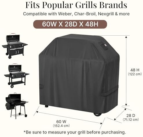 iBirdie Outdoor Grills Cover 60 x 28 x 48 inch, Waterproof, 600D Heavy Duty - Image 2