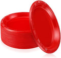 Plastic Plates 9 Inch Plastic Solid Round Party Dessert Dinner Plates for Weddings Party BBQs Birthday Camping and Anniversary (30, Red) by Unknown
