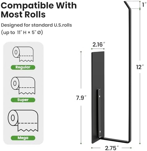 Paper Towel Holder, Magnetic Paper Towel Holder for Fridge, Toilet Paper Roll Holder Magnet Towel Rack Wall Mount Fridge Organizer for Paper Towels Rolls Bathroom Pantry RV Kitchen Storage - Image 3