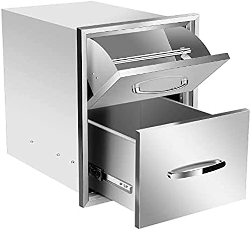 Stainless Steel Outdoor Kitchen BBQ Island Drawers - Flush Mount Triple Access, 16Wx20Dx20H - Image 3