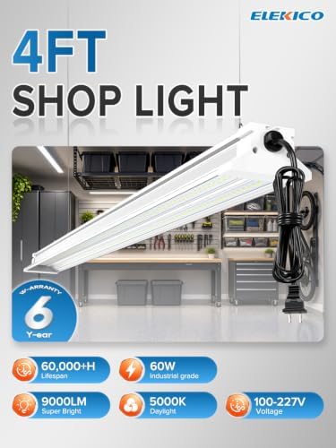 Bright Led Shop Lights 4FT| Hanging Or Surface Mount| 60W 9000LM 5000K - Image 2