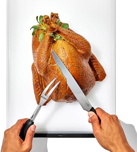 OXO Carving Set |Soft-Grip Duo Designed for Effortless Carving and Serving |2-Piece Fork & Knife Set | Spear, Secure, Cut & Serve Roasted Meat - Image 6