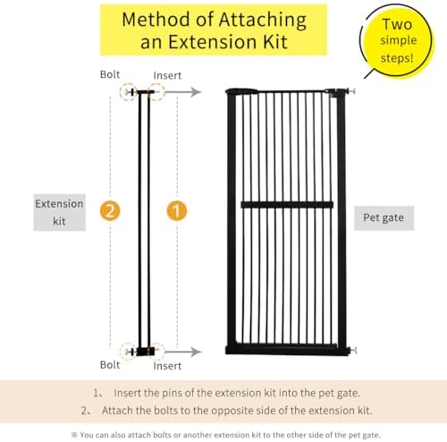 Lumizone 61.02" Extra Tall Pet Gate Extension Kit 4.13" Wide Black - Image 3