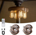 Dark Wood Grain Patio Umbrella Light with Remote Control, Rechargeable Cordless LED Edison Bulbs Pole Light with 10 Brightness Levels for Garden, Patio, Backyard, Camping or BBQ (2 Pack) by OPOIRA