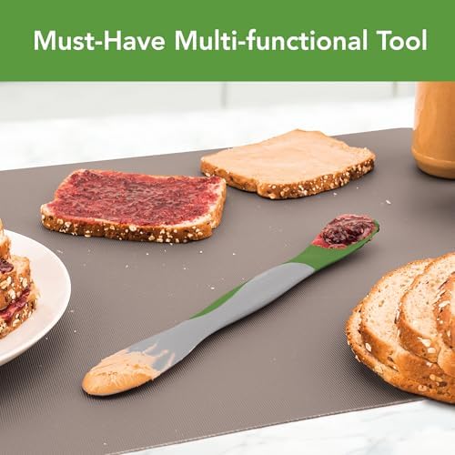 Tovolo Scoop and Spread Large Dual End Silicone Sandwich Spreader Tool with Nylon Handle, BPA Free Dishwasher Safe Silicone and Nylon Tool for Spreading and Scooping, Pesto Green and Oyster Gray - Image 2