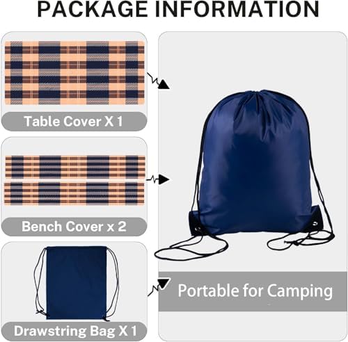 CAPSCEOLL Fitted Picnic Table Cover with Bench Covers 8ft - Autumn Plaid - Image 4
